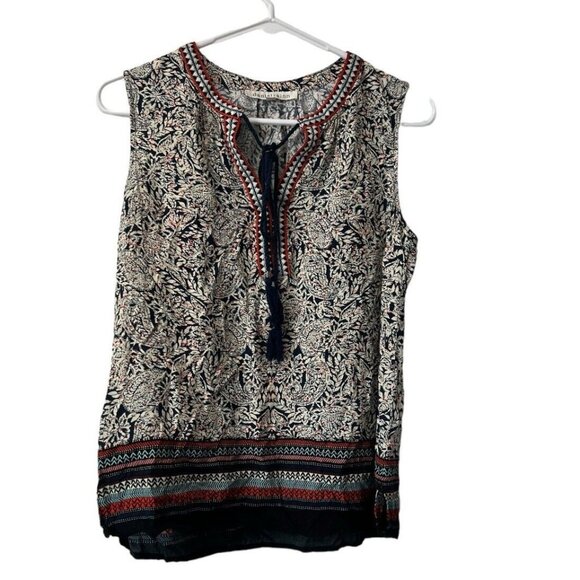 Daniel Rainn Tops - DANIEL RAINN Women Size Small Front Tassel Tie Top Sleeveless Shirt Boho Peasant